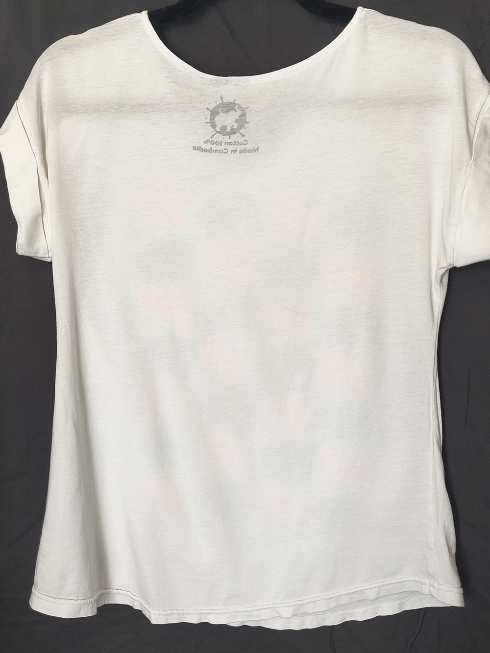 White Elephant Graphic T-Shirt Women’s Small Orange Black Animal Print Casual - Picture 5 of 6